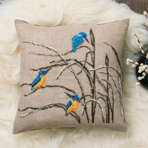 Permin embroidery kit cushion cover - Kingfisher