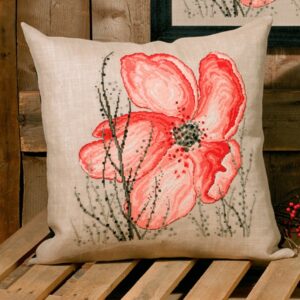 Permin embroidery kit cushion cover - Poppy