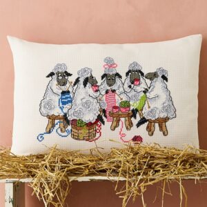 Permin embroidery kit cushion cover - Sheep knitting