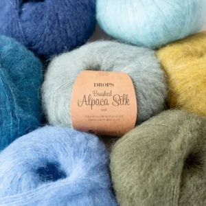 Drops Brushed Alpaca Silk garn i grønne og blå farver