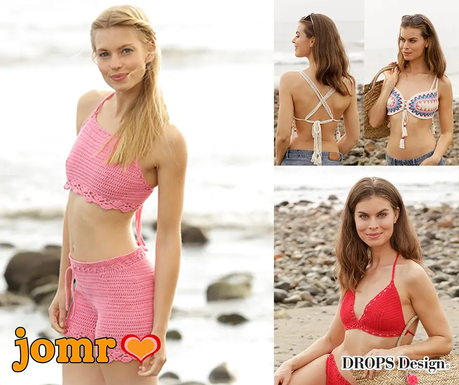 Gehaakte bikini's en bikinitopjes met zomerse details voor op het strand, op vakantie en op zonnige dagen.