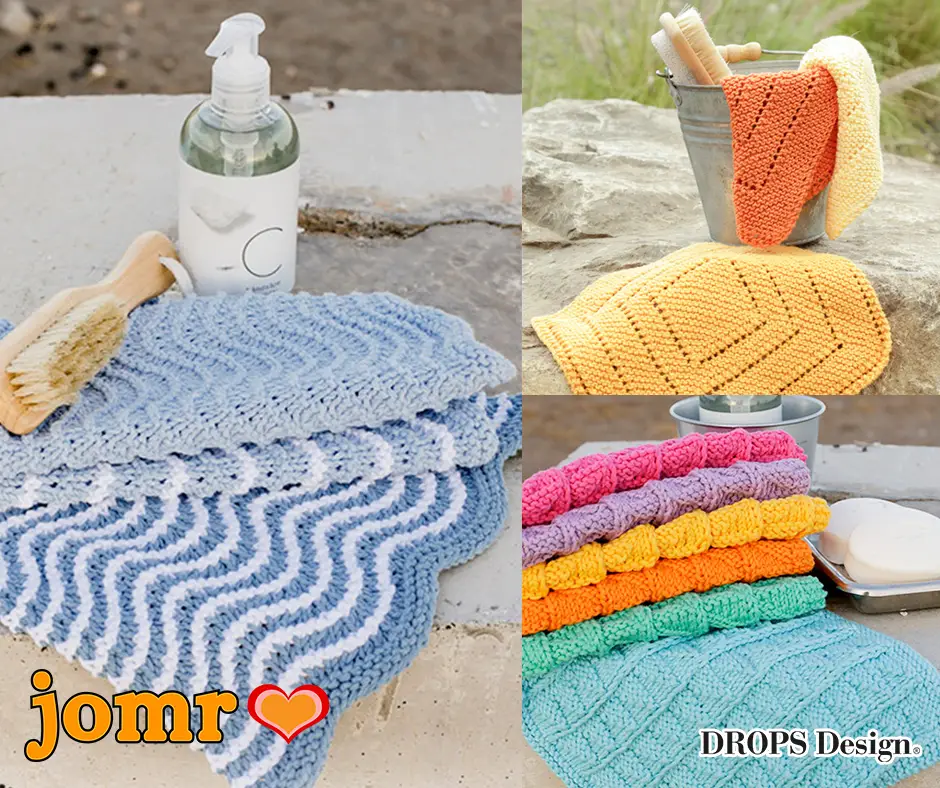 Knitted cotton tea towels and hand towels featuring textured patterns, stripes, all-over rib and waffle patterns