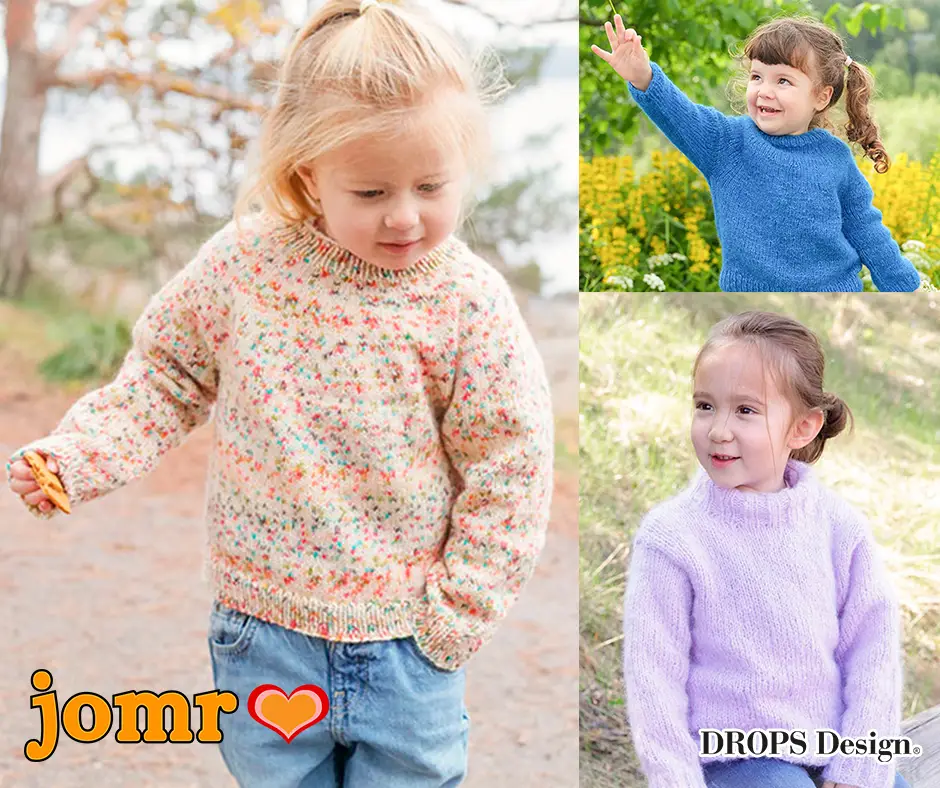 Gestrickte Pullover für Kinder aus weichen Garnen mit Raglan, Noppen, Streifen, Glattstrick und farbenfrohen Details